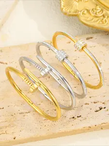 Stainless steel swivel opening bracelet nail bracelet set All Seasons universal accessories Daily wear bracelet simple bracelet stainless steel bracelet couple hand jewelry