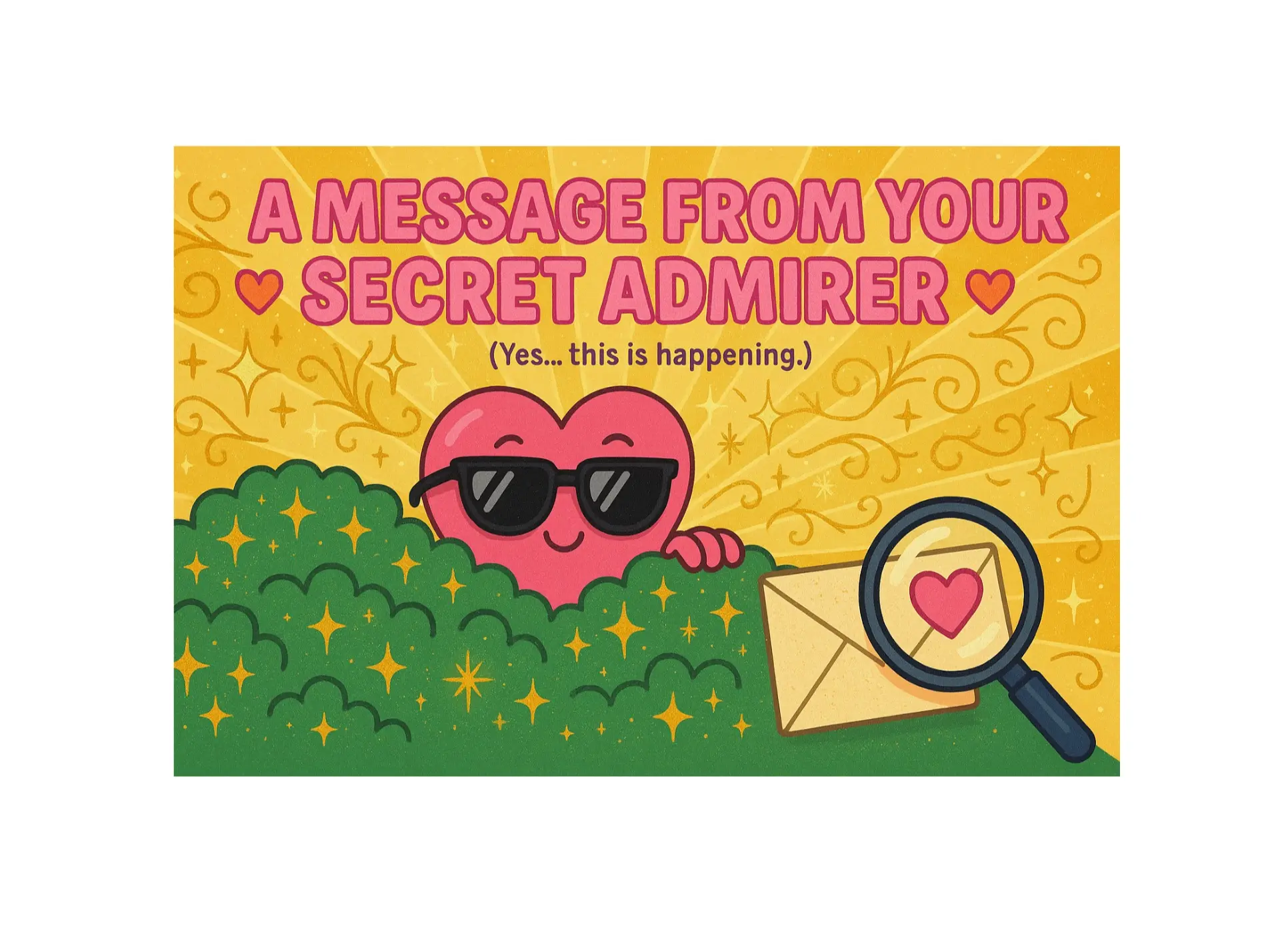 Secret Admirer Confession Funny Prank Postcard with Love Note and Mystery