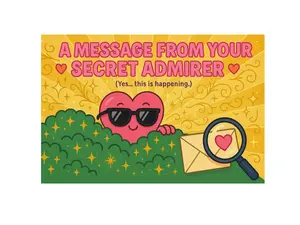 Secret Admirer Confession Funny Prank Postcard with Love Note and Mystery