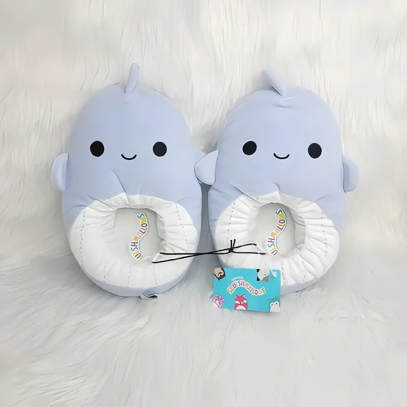 Kids blue whale Squishmallow Slippers Size 6/7 Brand New Soft and Cozy for Little Feet