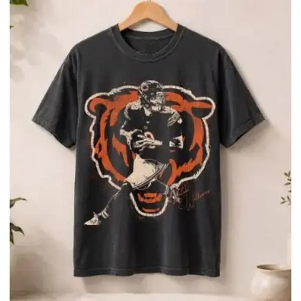Caleb Williams Vintage Bear Logo Graphic Football T-Shirt,  Chicago Football Shirt , Fan Gift Tee