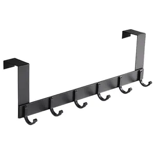Over Door Hanger, 5 Hooks Door Hanger, Door Hooks Storage Organiser for Bedroom, Coat, Hat, Purses, Bag, Clothes, Towel, White