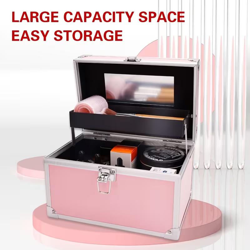 3-Tier Makeup Organizer with Mirror - Portable Mini Storage Beauty Box, Jewelry Case & Nail Art Toolbox for Professionals, Compact Design, Highquality Case, Travelfriendly Users