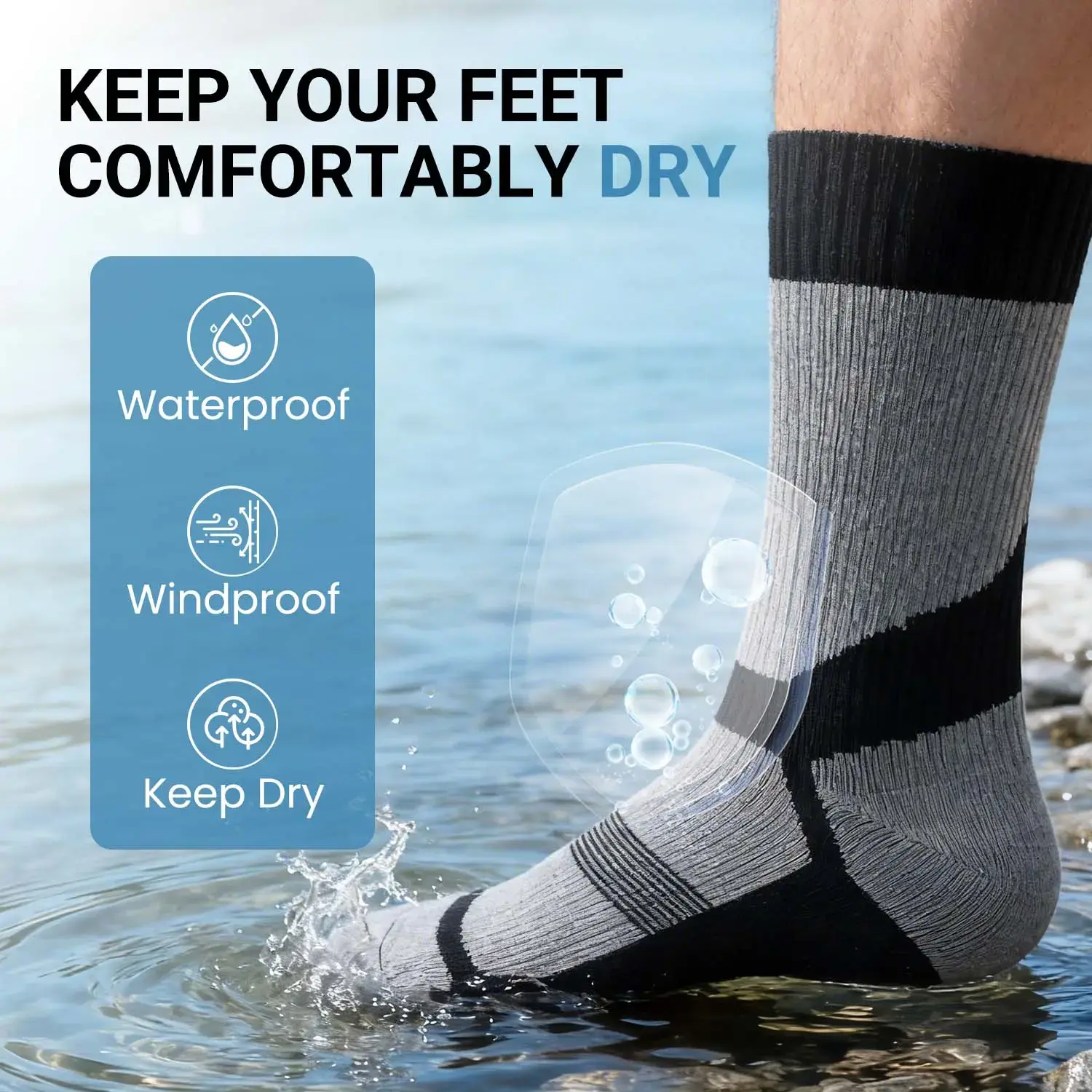 Men's & Women's Waterproof Ankle Sports Stockings - 3-Layer Stretch, Lightweight/Thermal Options, Breathable, for Hiking, Walking, Mid-Year Limited-Time Deal, Outdoor, Male, 3 Pairs-Eu39-42, Eu Sizes, All Seasons, Plain