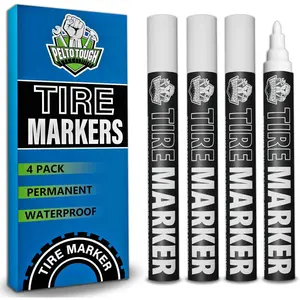 White tire Paint Marker for Car Tire Lettering - 4 Pack - Permanent Tire Paint Pens with Weatherproof Ink Designed Last on Car Tires and Many Other Materials