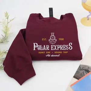 Polar Express Christmas Embroidered Sweatshirt, Train Depot Sweatshirt, North Pole Sweatshirt, Polar Express Gifts