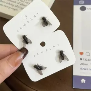 Resin Prank Abstract Fly Earrings, Unique Design Simulated Insect Ear Studs for Women, Fashionable and Individualistic Jewelry, Playful