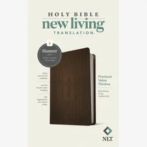 NLT Premium Value Thinline Bible, Filament Enabled (LeatherLike, Dark Brown Cross)
