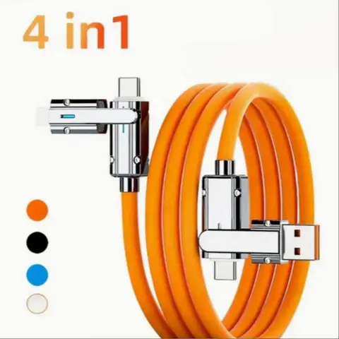4 in 1 Type-C Charging Data Cable, 1 Count Multifunctional USB Charging Cable for iPhone & iPad, Fast Charging & Data Transfer Cable, Electronic