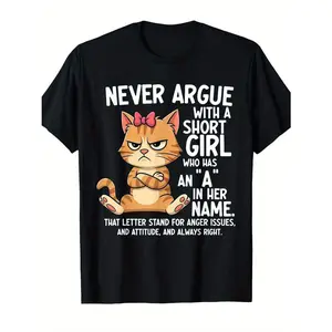 Angry Cartoon Cat Graphic Tee with Bold Text Uniq~hus~pen in New Tab