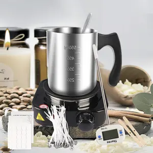 A complete DIY candle-making kit suitable for beginners and adults - 30.43-ounce stainless steel wax shaver with digital thermometer, electric stove, spoon and pre-waxed wick - dual voltage 110V/220V, American plug, candle-making supplies