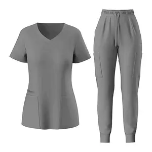 4 Way Stretch Women Scrub Set Modern Fit V-Neck & Multi Pocket Pants