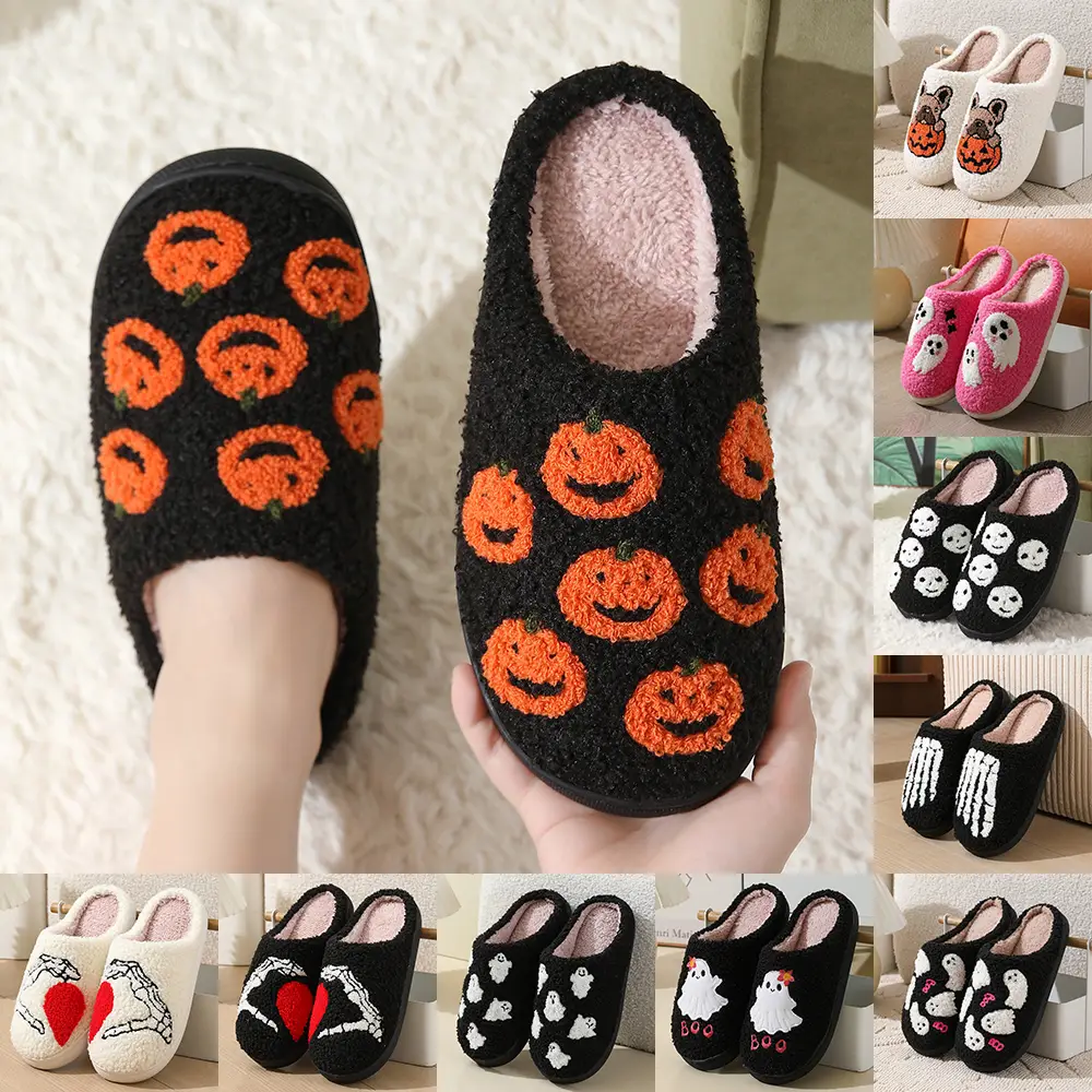 Womens Mens Slippers Retro Memory Foam Cute Cartoon Plush Fluffy Warm Fur Lined slippers Indoor House Home Winter Shoes