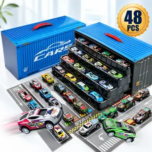 48-Piece Pull-Back Car Toy Set with Storage Box – Race Car Collection for Boys and Girls – Fun Toy Cars for Kids