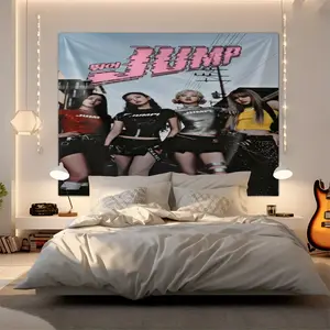 1pc K-pop JUMP Girl Group Street Tapestry Pink Bold Glitch Style Edgy Outfits Wall Hanging For Fans Bedroom Dorm Trendy Aesthetic Decor