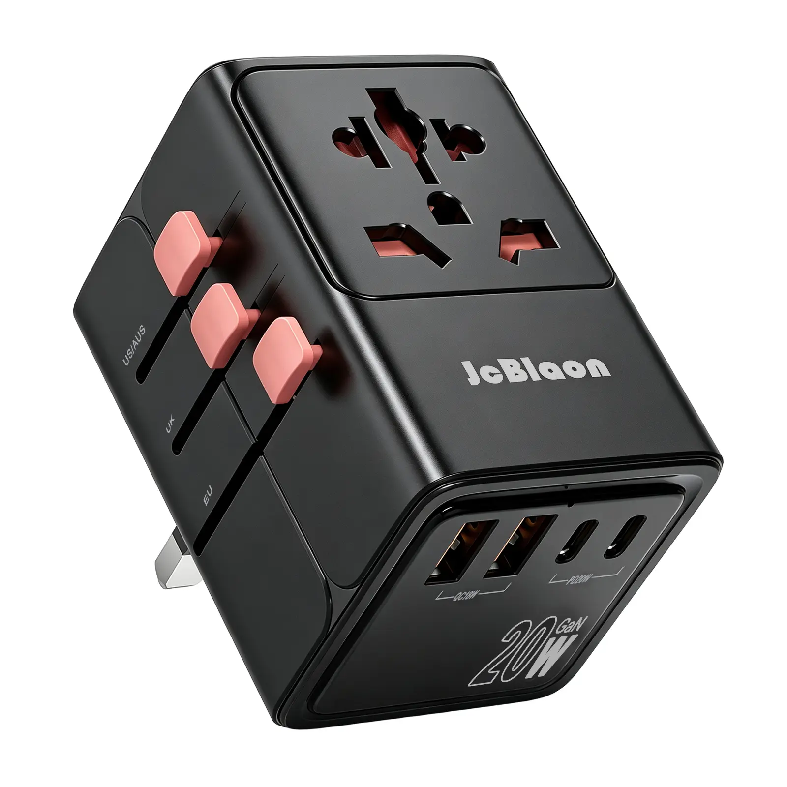 Universal Travel Adapter for EU/US/UK/AUS, European Travel Plug Adapter International Power Adapter Charger with 2 USB-C & 2 USB-A Ports, Travel Essentials ,Supports Charging for Multi-Device