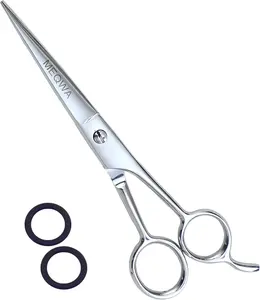 MEQWA Professional Barber Hair Cutting Scissors 6.5 Inch Stainless Steel Razor Edge Salon Shears for Hairdressing Men Women & Pets Silver