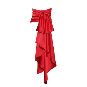 Red Luxe Satin Wrap Waist Belt for Women