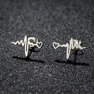 MedSurg Rhythm Earrings - Heartbeat Design Studs for Medical Professionals and Nurses