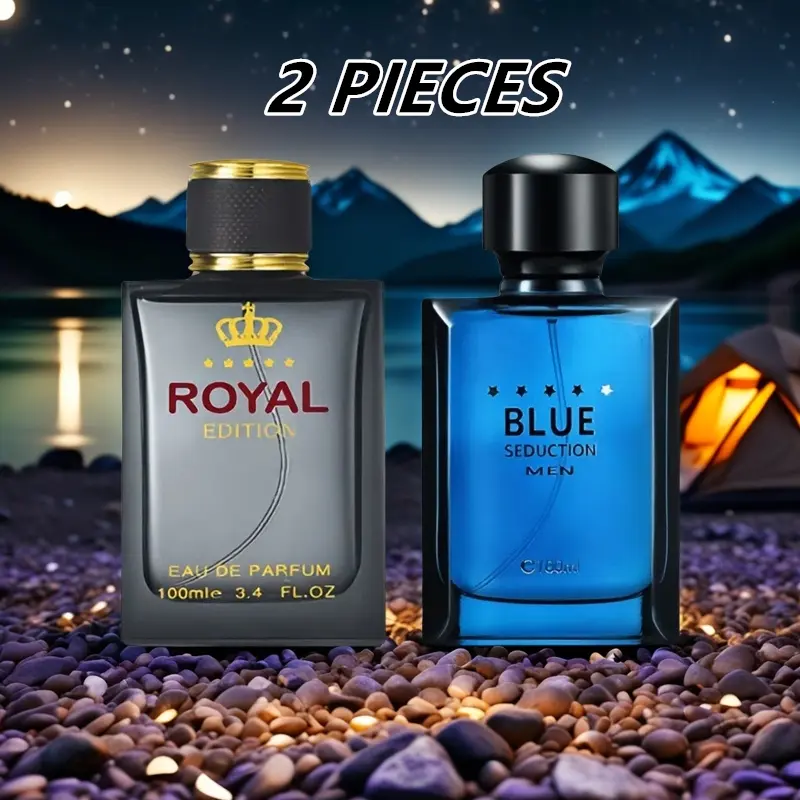 Men's Royal Edition 2-Piece Premium Versatile Woody Fragrance Gift Set - 100ml EDP & 3.4 fl.oz Blue Seduction Eau de Parfum for Adults, Premium Fragrances, Versatile Fragrance