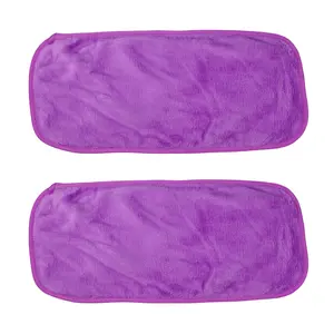 VOCOSTE 2pcs Makeup Removal Cleaning Cloth, Washable Reusable Makeup Remover Cleaning Towels for Most Skin Types, Purple, 16"x8"