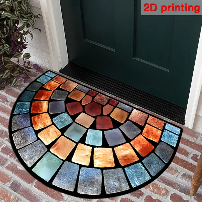 2D flat color stone Printed Doormat, thick, non-slip and soft velvet carpet for home decoration, Home Decor Rug, Decorative Rug Mat, Home Supplies Rug, Entrance Rug, ideal for porches and living rooms.
