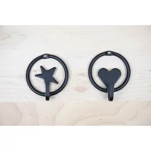 Amish Made Wall Mounted Hook – Heart & Star Accent Coat Hook, Bathroom Towel or Bath Robe Hanger, Kids Hat Hook, Closet hook, Key Holder