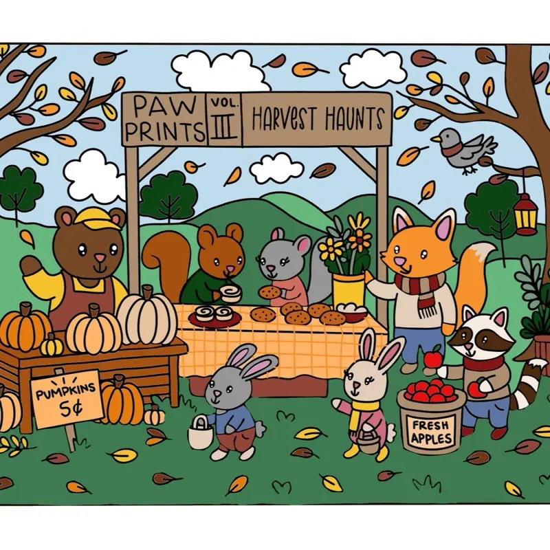 Paw Prints Harvest Haunts Coloring Book