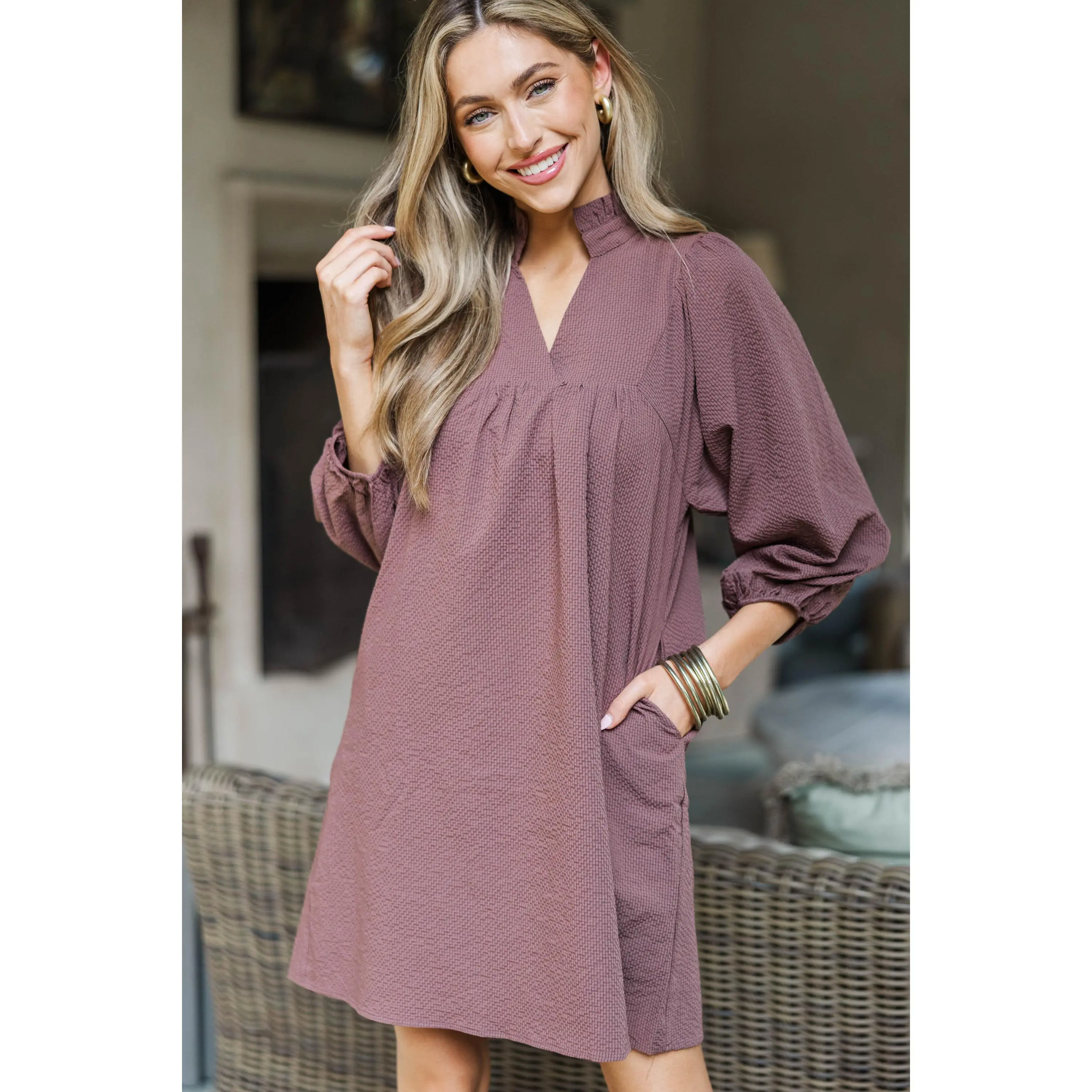 Above And Beyond Brown Shift Dress