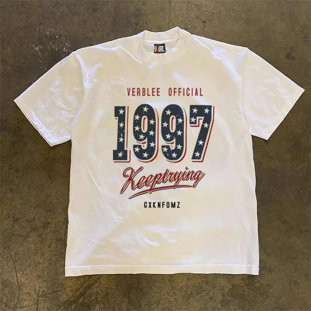 1997 American Retro Graphic Oversized T-Shirt | Vintage Streetwear Unisex Tee | 100% Cotton Short Sleeve Top for Men & Women | Trendy Casual Fashion Shirt | SKU mxtrplazvq