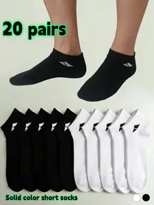 20-pair pack of premium men's blended knit socks, breathable, comfortable, and conforming to the foot for summer. Classic solid colors, suitable for various occasions including outdoor leisure, sports, and work.