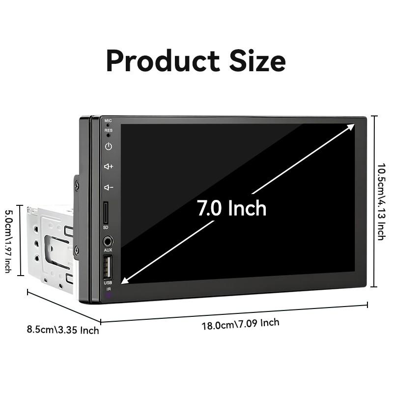 1 Din Car Multimedia Player, Car Video Players, Carplay Display + Fm Radio, Supports Apple Carplay Android Auto, Bluetooth-compatible 5.0 USB TF Aux Fm