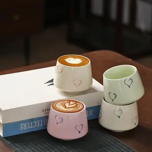 4pcs High-Quality Coffee Cups, Creative Hand-Painted Ceramic Mugs, Ice Americano Latte Cups, Tea Cups, Water Glasses
