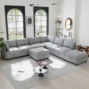 Aobtkel®Modular Sectional Sofa, Convertible Sofa Seat With Storage, Sleeper Sectional Sofa Set, Fabric Flexible Modular Combinations for Living Room   WL