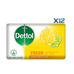 Dettol Fresh Scent Soap Bar Antibacterial Treatment 100g Pack of 12 Protects from 99.99% Germs Ideal for Daily Hygiene