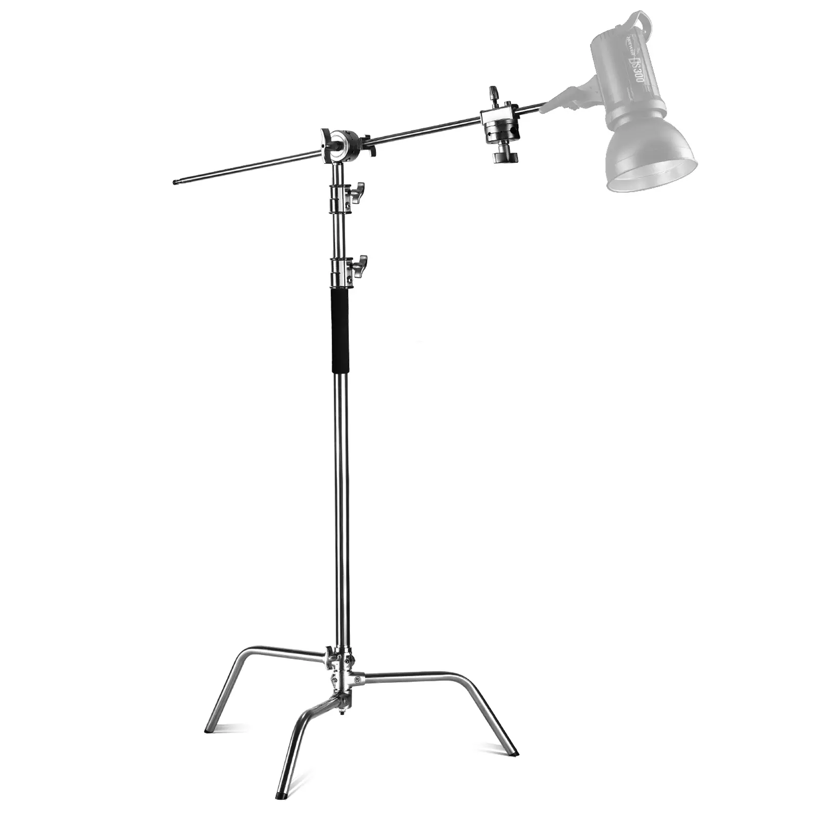 NEEWER SC320 10.5ft (320cm) Stainless Steel Metal C Stand with Adjustable Foldable Boom Arm, Heavy-Duty Light Stand with Lock & Grip Head for Studio Photography, Lighting Equipment
