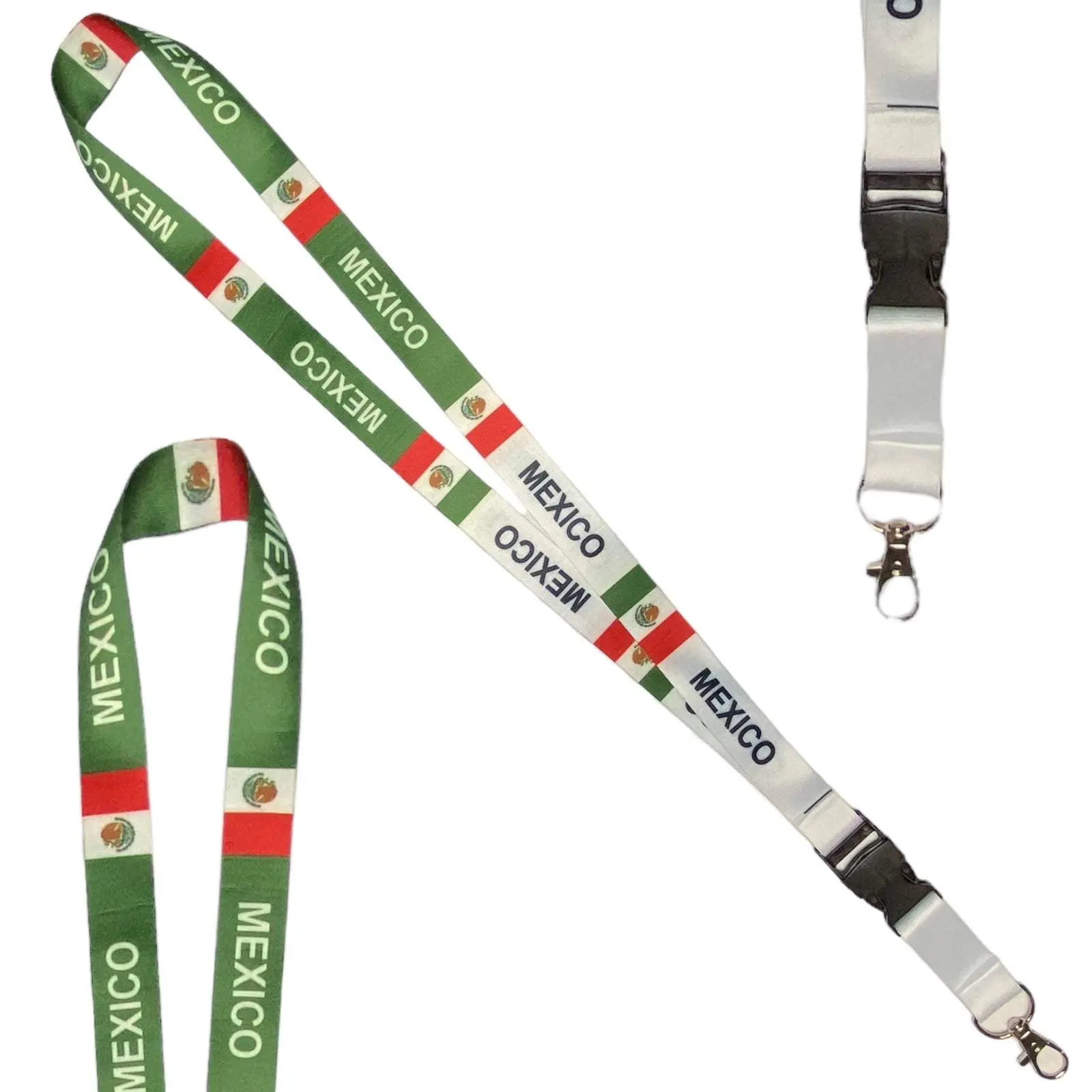 Mexico Flag Lanyard, Keychain, Keyholder, ID Holder New