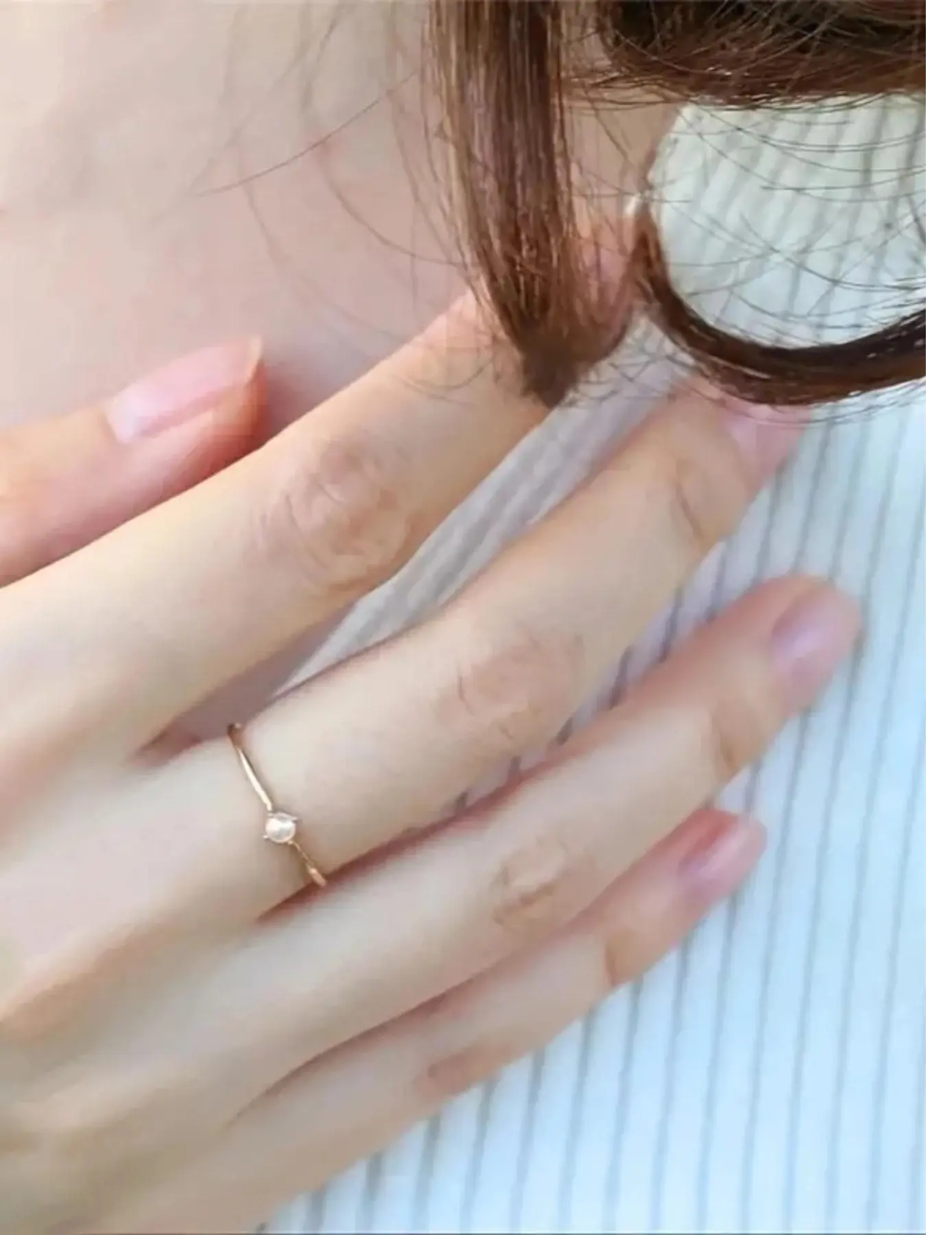 Women's Minimalist Pearl Ring, Alloy Material, Hypoallergenic, Stackable, Freshwater Pearl, Casual Style, Sizes 5-10
