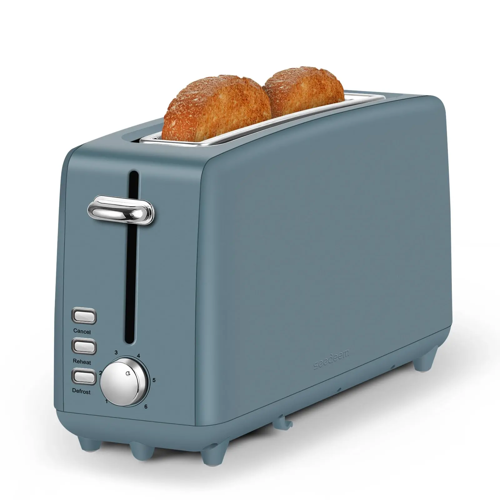 【Material Upgrade】2-Slice Stainless Steel Long Slot Toaster, 120V, 6 Shade Settings, 10" Long Slot for Bagels & Artisan Bread, Defrost/Cancel Functions, Removable Crumb Tray, Ideal for Apartments & Dorms