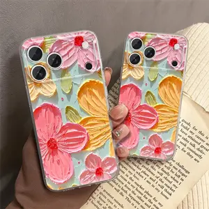Retro Oil Painting iPhone Case - Colorful Floral Design for iPhone 17/16/15 Pro Max| Shockproof Wave Frame Cover