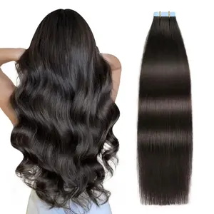 100%Real Human Hair Tape in Extensions Deep Black Double Sided for Skin Weft Tape in Hair Extensions 20Pcs 40Gram Color 1B Black Seamless Hair Extensions Real Human Hair Straight 16inch-26inch
