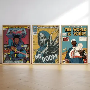 Hip Hop 90s Set of 3 Canvas / Art Prints / Framed Wall Art Classic Hip Hop Poster, Gift, MF DOOM, Nas, NYC East Coast Rap, Retro Comic Cover