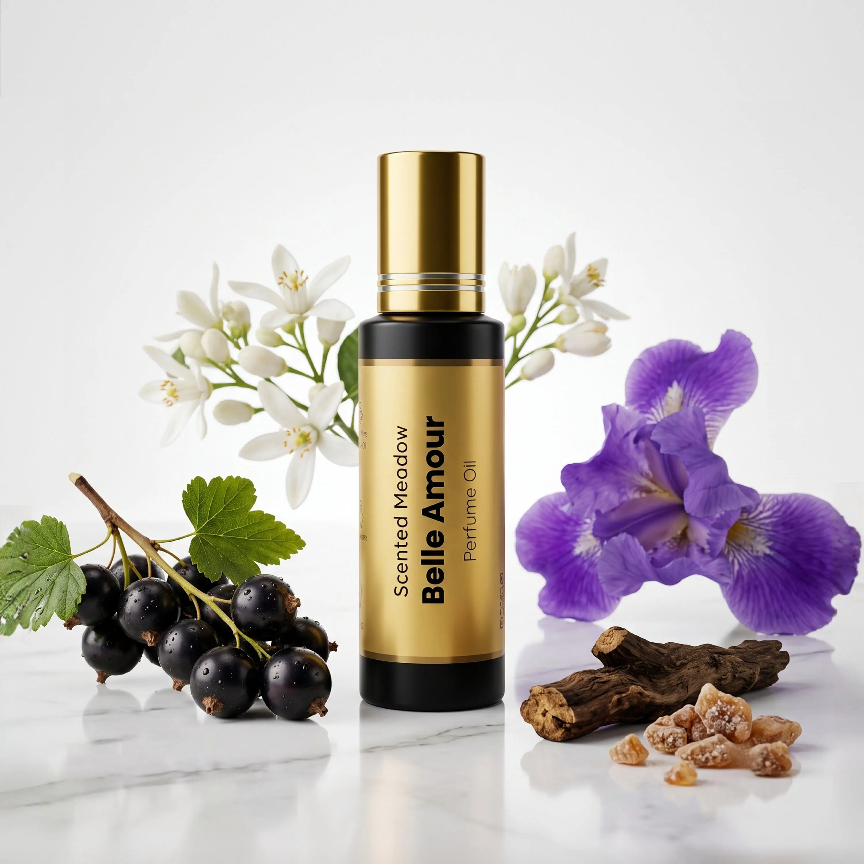 Scented Meadow Belle Amour – Sweet Praline & Iris Jasmine Luxury Concentrated Perfume Oil for Women – Long Lasting Alcohol-Free Roll-On