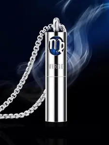 10pcs Men's Personalized Letter Pattern Pendant, Perfume Bottle Design Stainless Steel Jewelry Accessories Exquisite Jewelry Gift for Party, Daily Birthday Gift