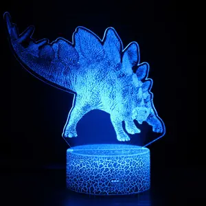 Acrylic carved 3D desk lamp, small night light, dinosaur shaped light, remote control LED visual stereoscopic night light 4