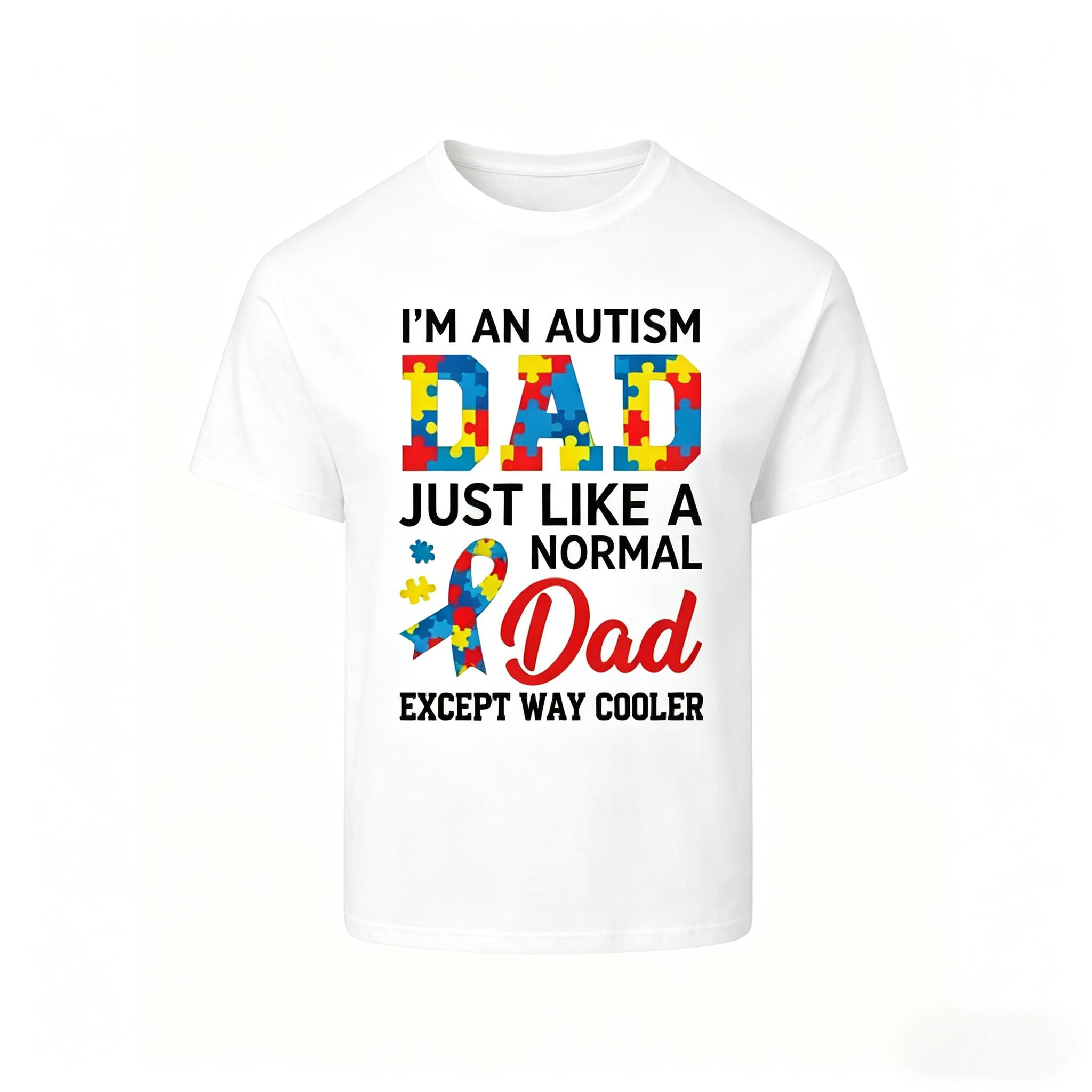 Men's Autism Dad Graphic T-Shirt - Autistic Father's Day Themed Print, Sports Style, Perfect Gift for Autism Dads & Family Gatherings