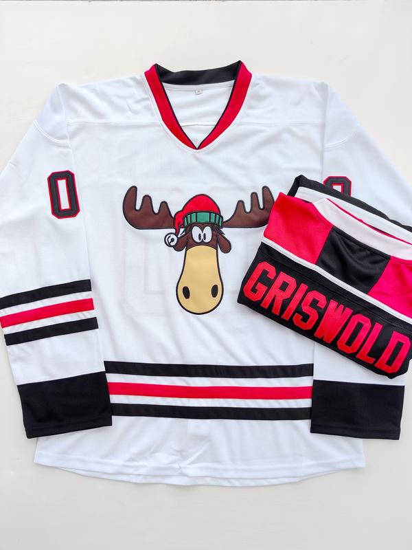 Wholesale Men's Griswold Moose Clark #00 Christmas Athletic Apparel - Embroidered Detail Pops, Festive Jersey for Christmas Games, Holiday Style, Breathable, BlackFriday Vacation Gift, Holiday Jersey Style With Moose Flair, Men’s Clothes, Nylon Fabric