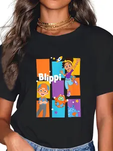 100% Cotton Blippi Panels Rockets Group Shot T-Shirt