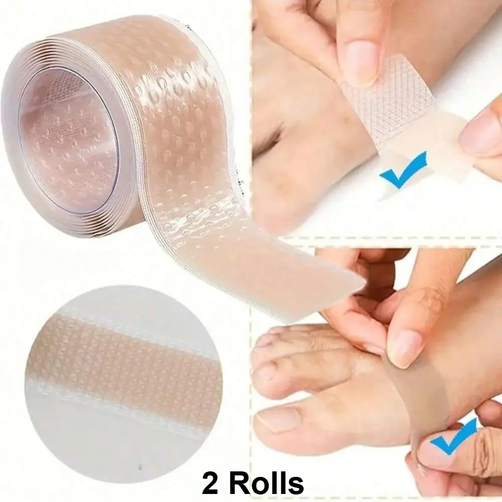2 Rolls Silicone Gel Blister Bandages, Transparent Heel Protector Tape for Foot, Hand & Toe, Shoe Friction Relief, Blister Prevention, Flexible Soft Breathable Athletic Sports Tape, Trainer Bandage, Sports Wrap