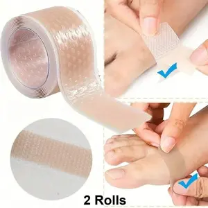 2 Rolls Silicone Gel Blister Bandages - Transparent Heel Protector Tape for Foot, Hand & Toe, Shoe Friction Relief, Blister Prevention, Flexible & Breathable
